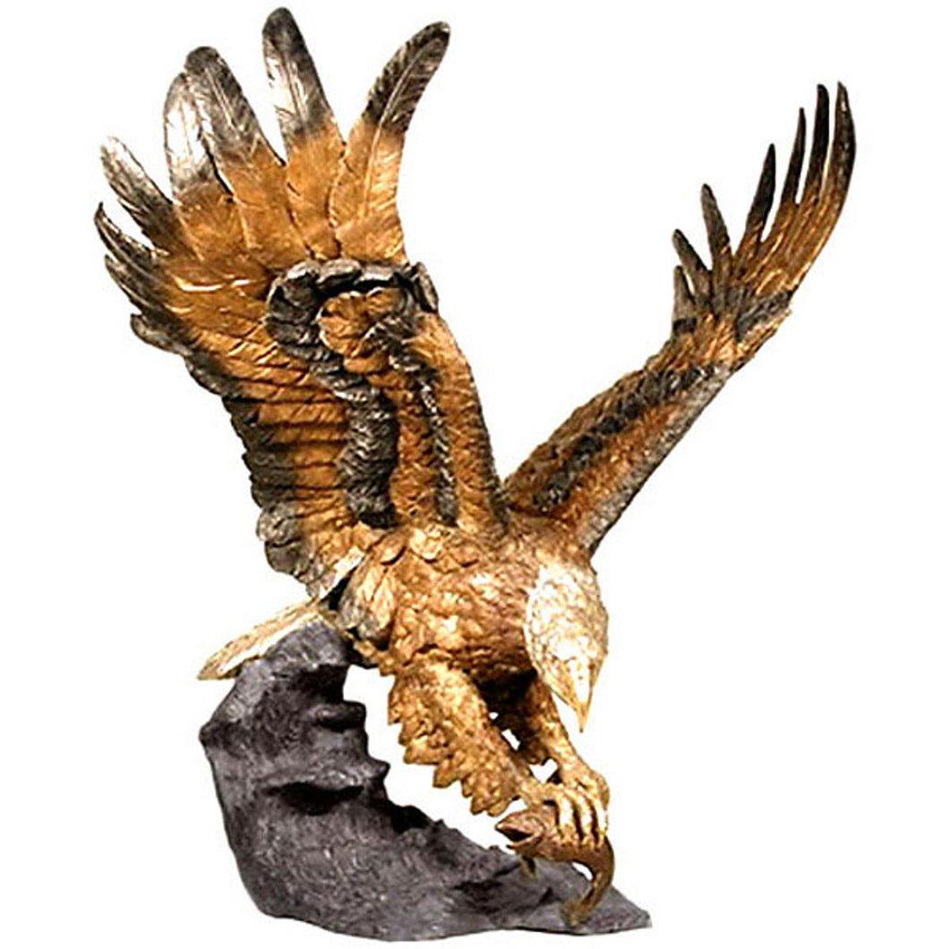 Large American Bald Eagle Catching Fish Statue