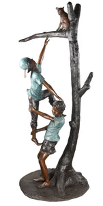 Monumental Boys on a Tree with Cat Sculpture - 94”H