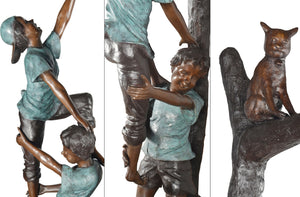 Monumental Boys on a Tree with Cat Sculpture - 94”H