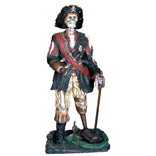 Life Size Captain Hook Skeleton Pirate Statue - Quality Fiberglass Statue