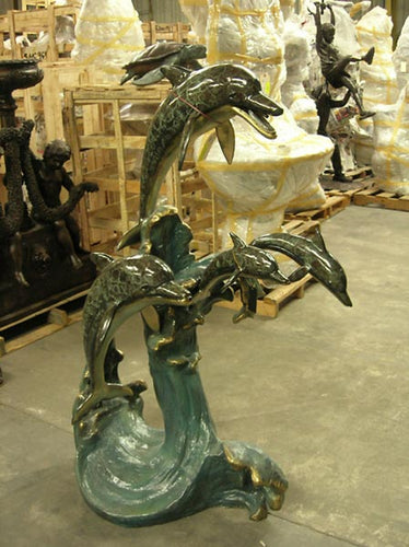 Large 4-Dolphin Bronze Fountain Sculpture