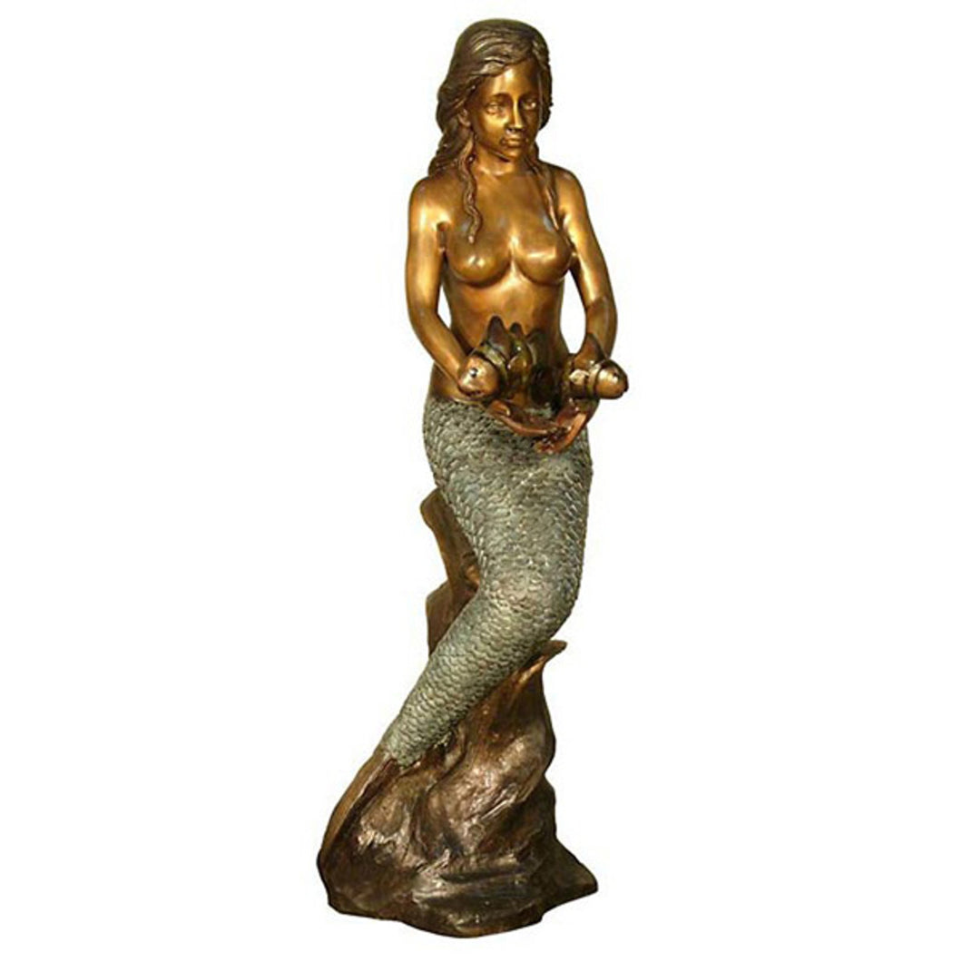 Unique Bronze Mermaid Pond Spitter