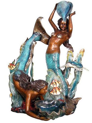 Life Size Bronze Beautiful Mermaids Carrying Shells Fountain Statue