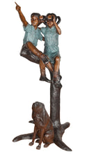 Load image into Gallery viewer, Sight Seeing Boy and Girl on a Tree Bronze Sculpture