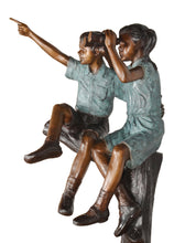 Load image into Gallery viewer, Sight Seeing Boy and Girl on a Tree Bronze Sculpture