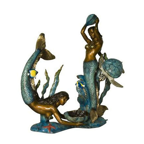 Large Bronze Beautiful Mermaids Carrying Shells Statue