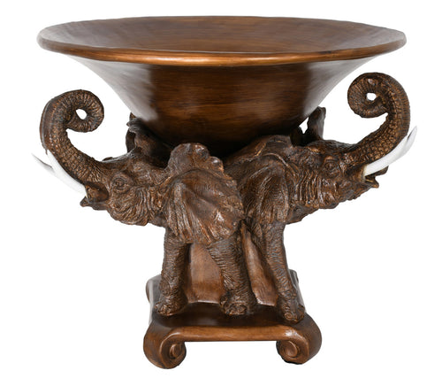 African Elephant Table Bowl Centerpiece - 16.5”H