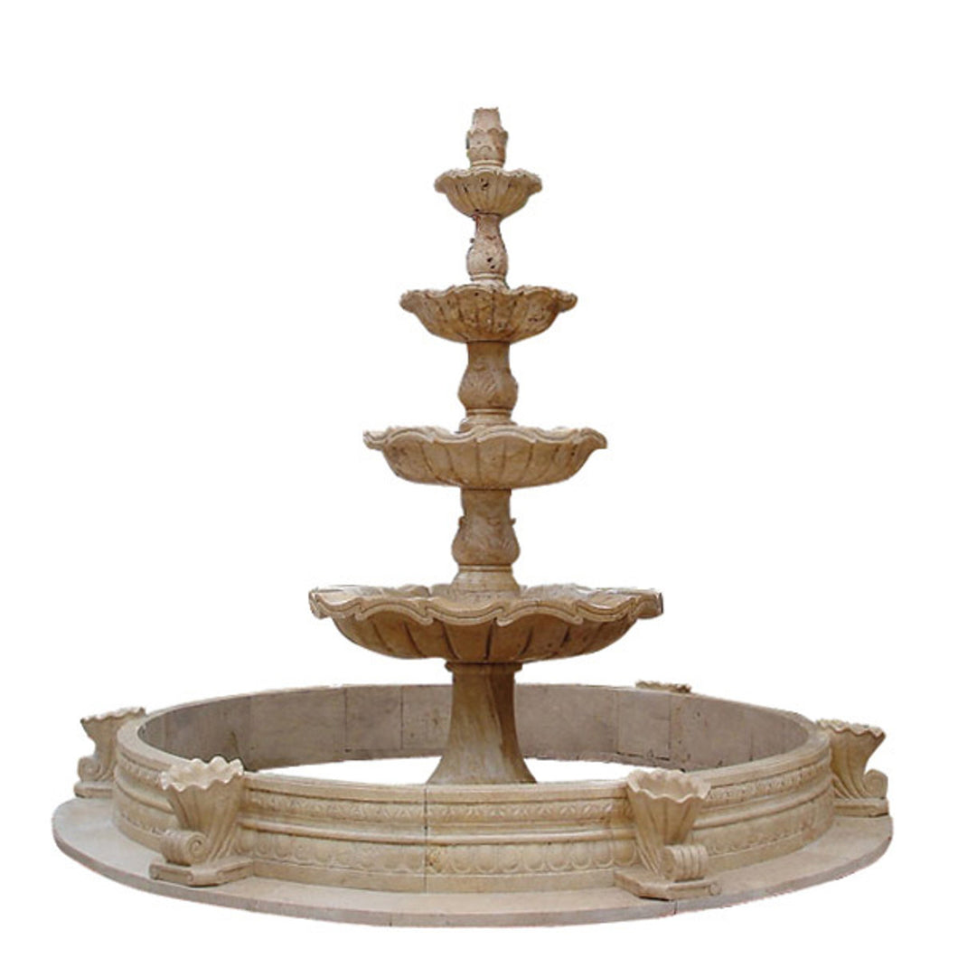 Four Tiered Grand Romano Marble Fountain - 118”H