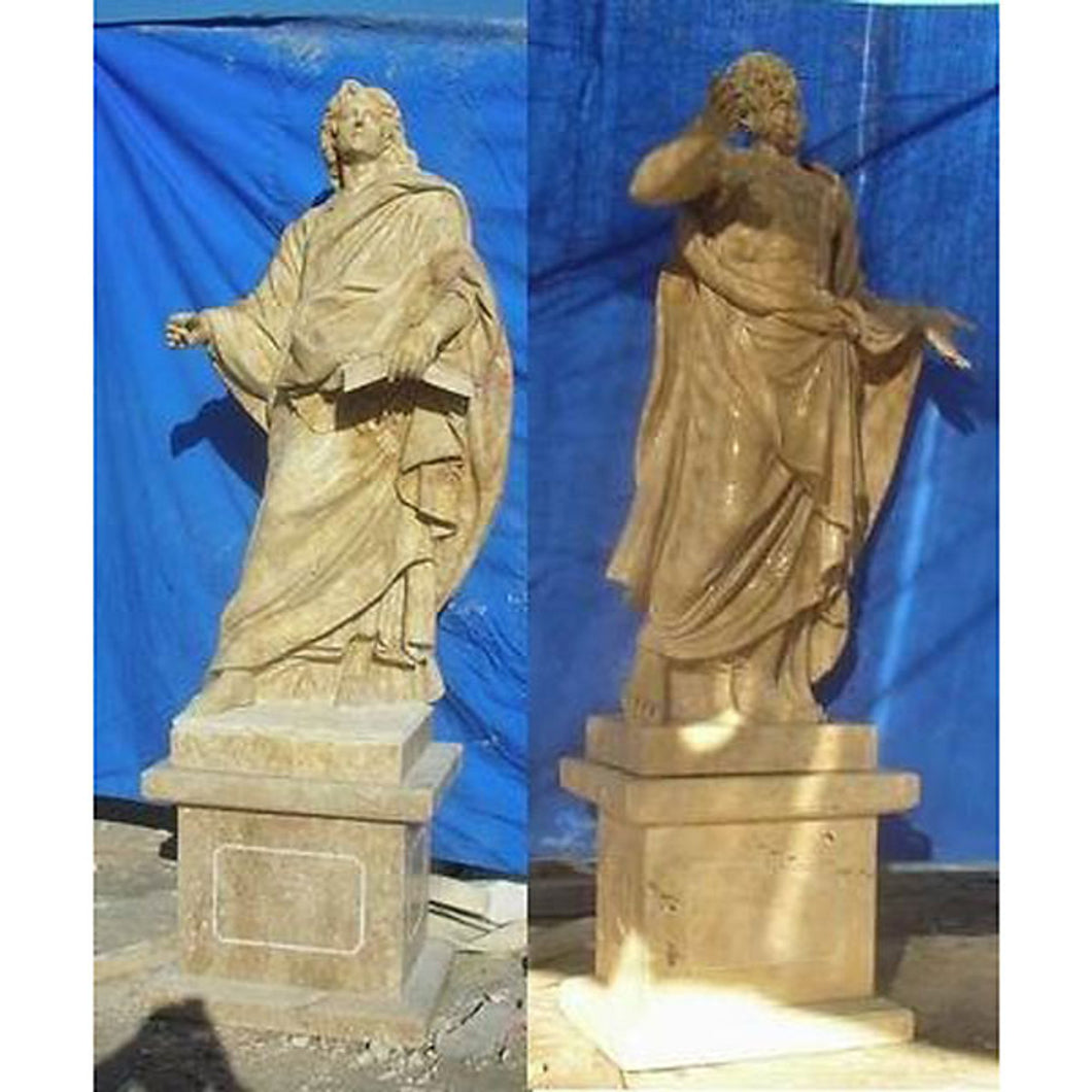 Saint Peter & Saint John the Evangelist Marble Statues Pair