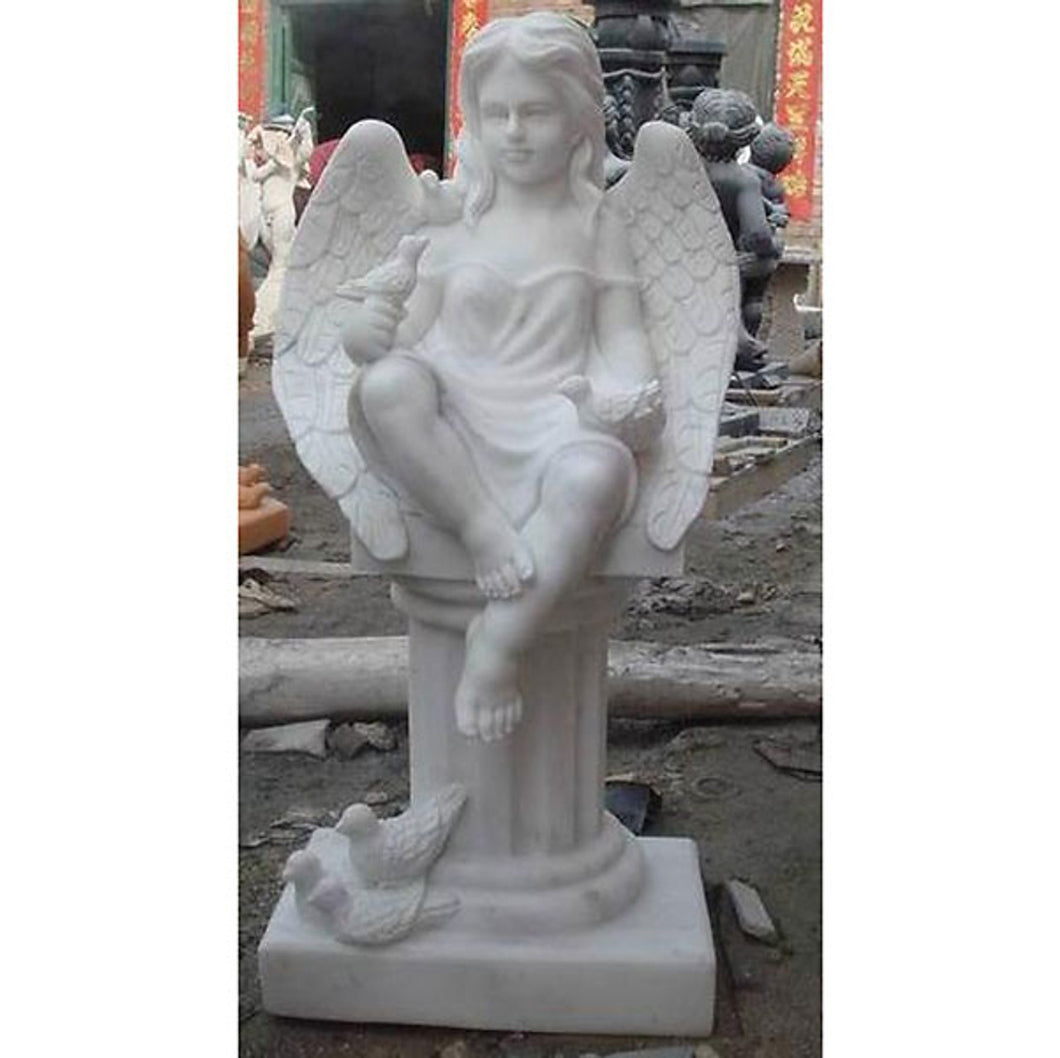 Marble Angel with Doves Sculpture