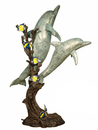 Bronze Dancing Dolphins with Fishes Statue