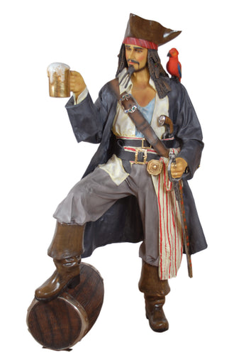Life Size Pirate Statue with Parrot - Quality Resin Statue