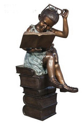 Bronze Library Reading Girl Statue