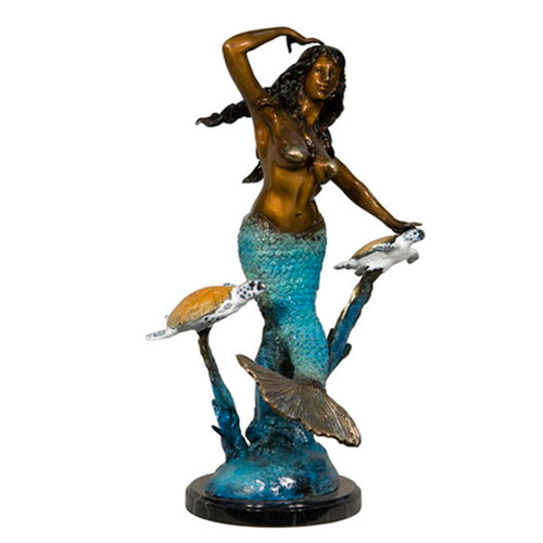 Bronze Mermaid Dance with the Turtles Statue