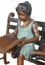 Load image into Gallery viewer, Bronze Reading Boy and Girl with Books on Bench Statue