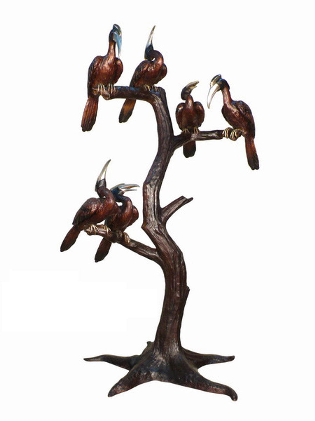 Bronze Toucans on a Tree Bronze Sculpture