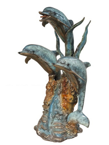 Trio of Dolphin Bronze Fountain Statue