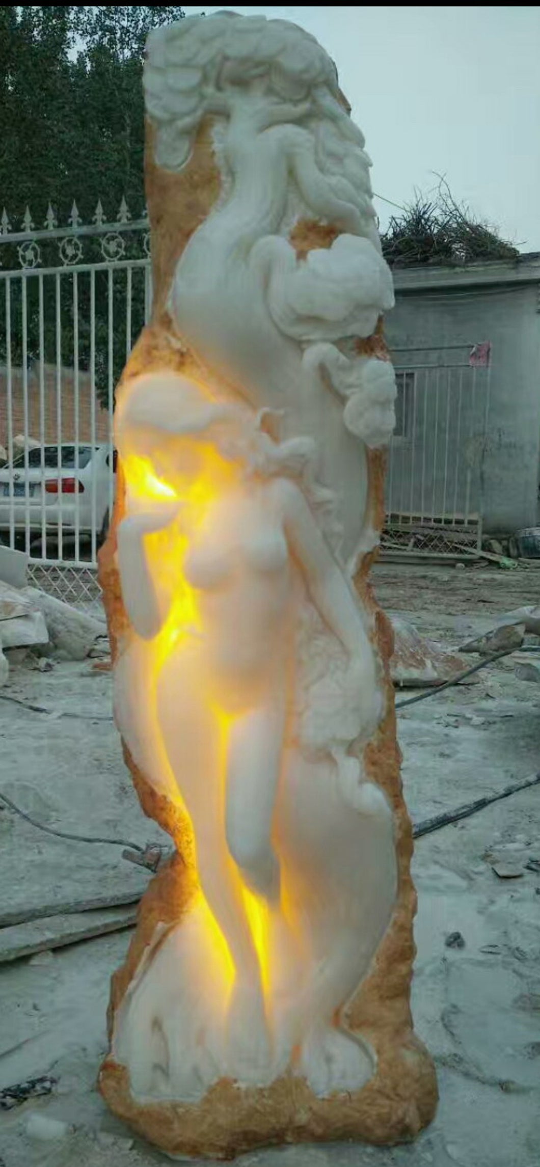 Marble Woman Floor Lamp Statue III