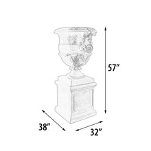 Load image into Gallery viewer, 2 Piece Large Medici Lion Head Garden Urn with Pedestal - 57”H