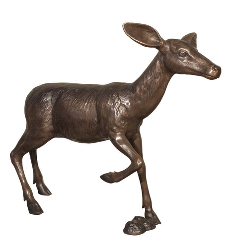 Bronze Walking Female Deer Sculpture