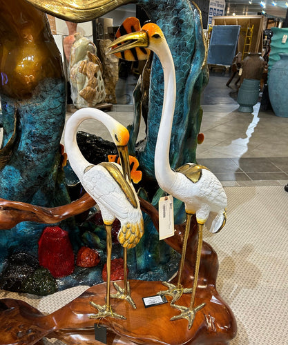 Bronze Indoor White Crane Statues