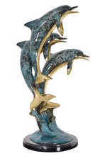 Load image into Gallery viewer, Bronze Trio of Dolphin Swimming Sculpture