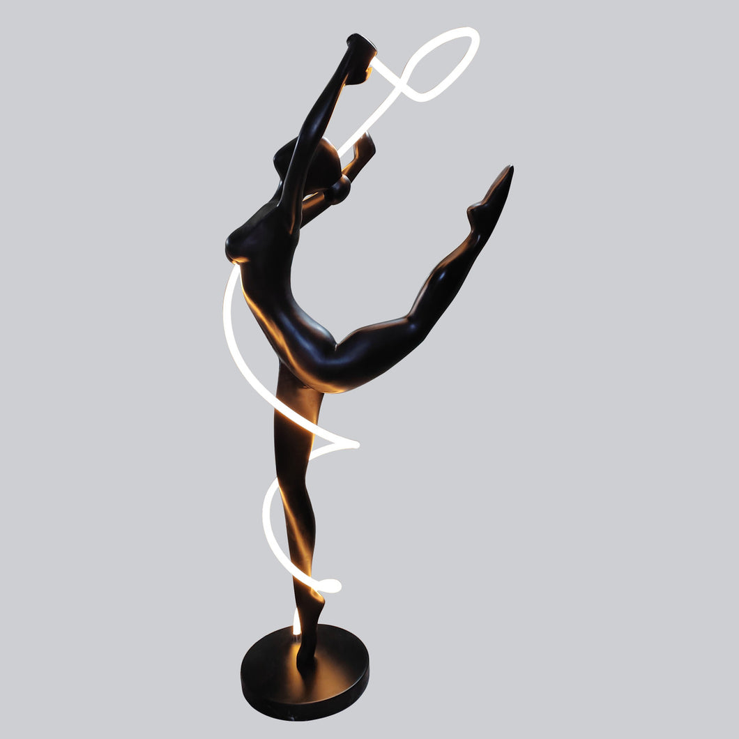 Ballerina Female Dancer Sculpture with Neon LED Lighting