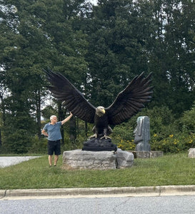 Monumental Bronze American Bald Eagle Sculpture on Marble Base