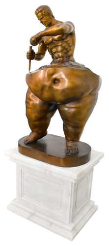 Losing Fat Muscular Male Copper Statue - 60”H