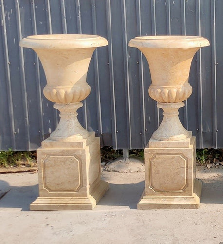 Marble Garden Tuscan Roman Urns Pair