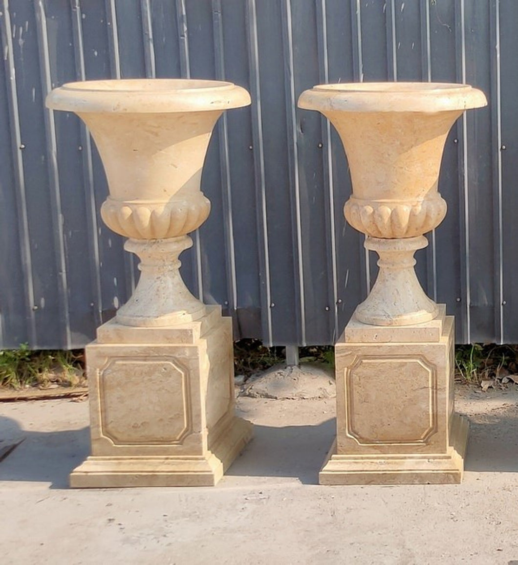 Marble Garden Tuscan Roman Urns Pair