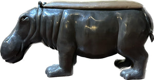 Standing Hippo Bronze Bench