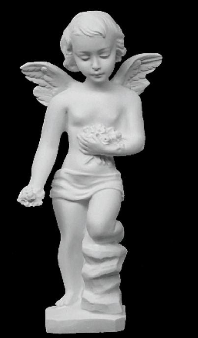 Serene Angel Carrying Roses Marble Sculpture – timelessbronze.com
