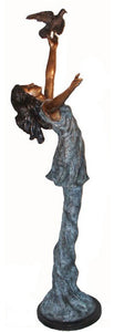 Life Size Girl Catching Bird Bronze Sculpture