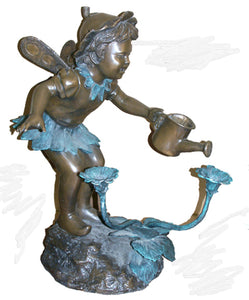 Bronze Fairy Girl Fountain Statue