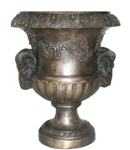 Bronze Ram's Head Garden Urn