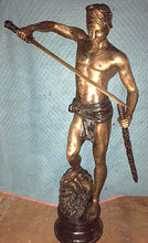 Load image into Gallery viewer, Life Size Bronze David with Goliath Sculpture by Antonin Mercie