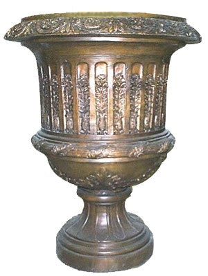 Bronze Fluted Urn with Floral Designs