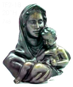 Mary Holding Baby Jesus Bronze Plaque
