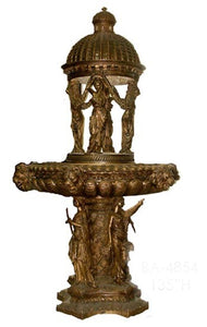 Majestic Grand Bronze Fountain with Ladies and Lion Head Designs