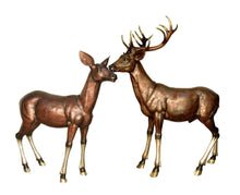 Load image into Gallery viewer, Bronze Buck and Doe Deer Sculptures Set