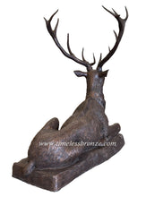 Load image into Gallery viewer, Life Size Male Deer Bronze Sculptures - Resting Set