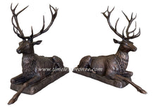 Load image into Gallery viewer, Life Size Male Deer Bronze Sculptures - Resting Set