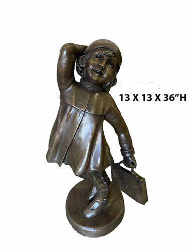 Bronze Girl with Handbag Statue