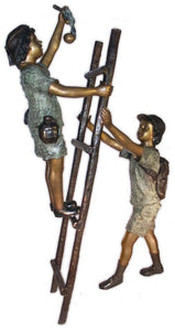 Boys Climbing on Ladder Bronze Sculpture