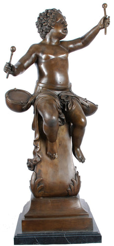 Bronze Cherub Statue with Drums