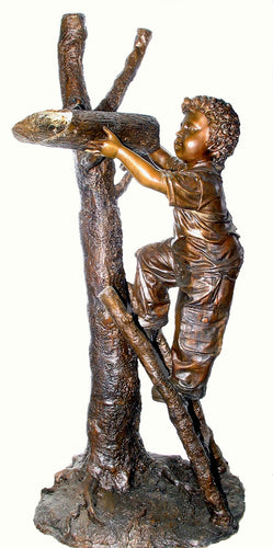 Boy Climbing Ladder Bronze Statue