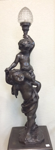 Renaissance Bronze Cherub Lamp Sculpture