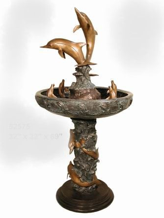 Magnificent Dolphins Bronze Water Fountain