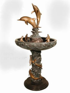 Bronze Courtyard Dolphin Water Fountain